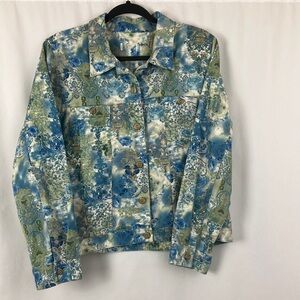 Christopher & Banks 100% cotton blue, green, and white paisley print jacket